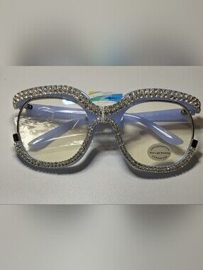Crystal-Embellished Light Blue Women's Sunglasses